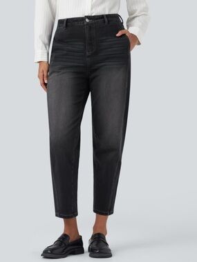 HALARA High-Rise Wide Leg Jeans in Black Wash